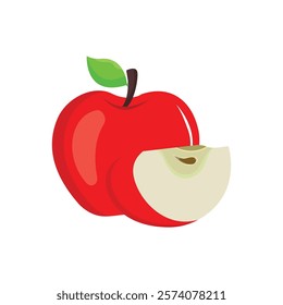 Red apple vector Illustration isolated and cut red apple isolated on white background