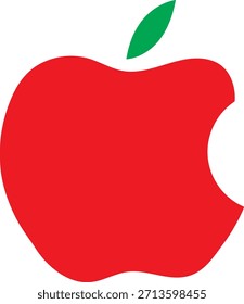 Un simple logo de manzana roja con un tallo verde
