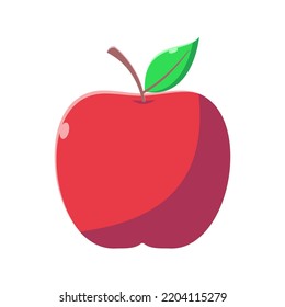 Red Apple vector illustration with leaf. Fruit cartoon vector icon illustration food nature icon concept isolated