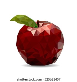 Red apple - vector illustration. Low poly