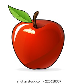 Red apple - vector illustration, on a white background