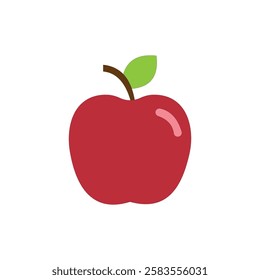 Red apple vector illustration on white background. Fruit that are high in fiber, vitamin C, and antioxidants. 