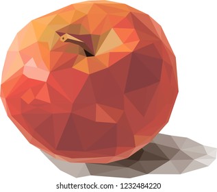 Red apple. Vector illustration, polygonal design. Bright abstract fruit isolated on white background