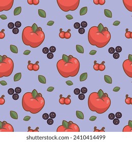 ilustración vectorial de manzana roja, patrón transparente de manzana roja