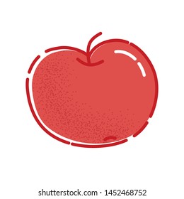 Red apple. Vector illustration of a tasty red summer fruit in flat and line-art style for print, banner or postcard.