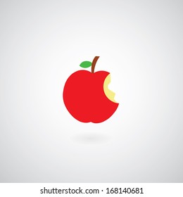 Red apple vector on gray background 