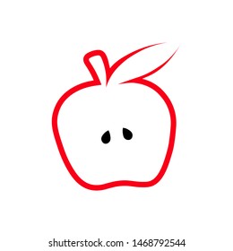 Red Apple vector outline icon. Modern minimal flat design style. illustration monochrome of apple logo.