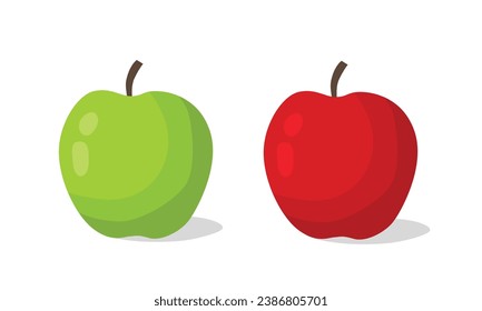 Red apple vector set.  Fruit vector. Healthy vegetarian snack food fruit. Flat vector in cartoon style isolated on white background.