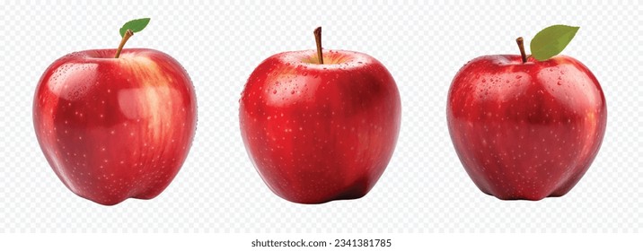 Red apple vector set isolated on white