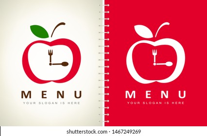 red apple watch with leaf logo vector