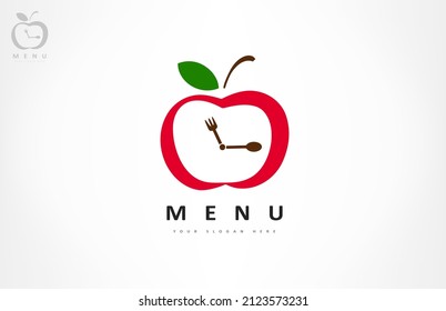 red apple watch with leaf logo vector