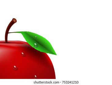Red apple with water drops