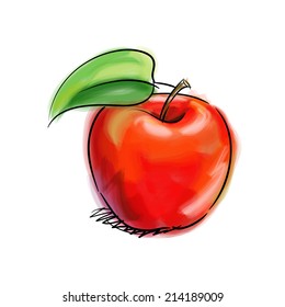 red apple watercolor illustration 