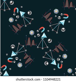 Red apple while, core, half. Seamless pattern background.