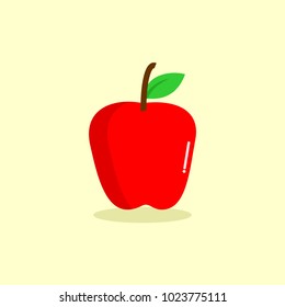 Red apple whole and half apple vector  fresh fruit, healthy food