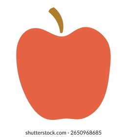 Red apple whole, Rosh Hashanah symbol, isolated on transparent. Hand drawn flat vector illustration. Traditional Hebrew New Year clip art, seasonal summer, autumn fruit design element