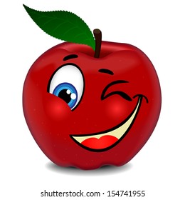 Red apple winks the eye 