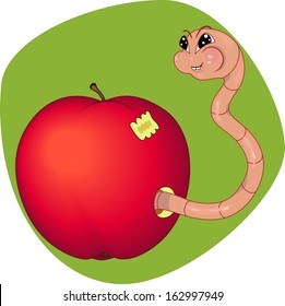 Red apple with a worm