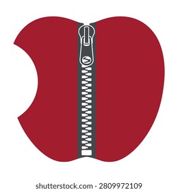 A red apple with a zipper opening, symbolizing health, nutrition, and inner contents