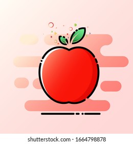 Manzanas rojas, adorable logo de manzana sobre fondo rojo, adorables iconos de manzana, iconos vectoriales de la fruta de manzana.