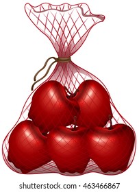 Red apples in the bag illustration