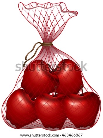 Red apples in the bag illustration