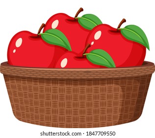 rote Äpfel im Korb einzeln auf weißem Hintergrund
