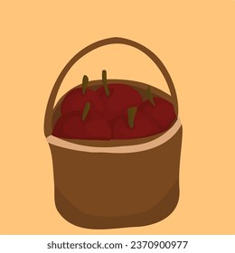 Manzanas rojas en una ilustración vectorial de canasta