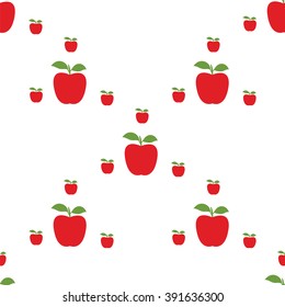 red apples big and small with green leaves  pattern abstract vector design of a white background