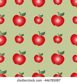 Red apples with gradient abstract seamless pattern. Fashion graphic. Modern spring and summer stylish texture. Template for prints, textile, wrapping and decoration, wallpaper. Vector illustration.