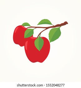 Red Apples Illustration vector with Slice and Leaves , simple and lovely design. Suitable for icon or element design