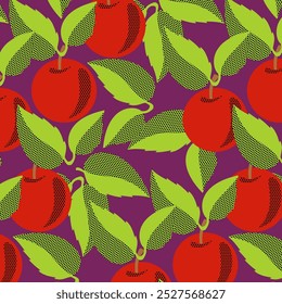 red apples on purple background