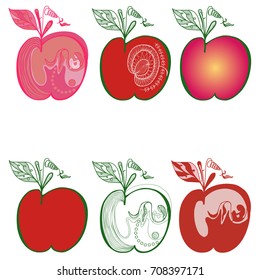 red apples on white background