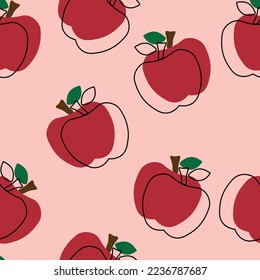 red apples with an outline on a light red background