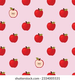 Red apples pattern. Abstract repeated background. For paper, wall decoration, gift wrap, textile and interior.