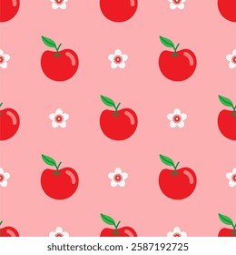 Red apples pattern. Abstract repeated background. For paper, wall decoration, gift wrap, textile and interior.