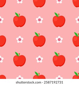 Red apples pattern. Abstract repeated background. For paper, wall decoration, gift wrap, textile and interior.