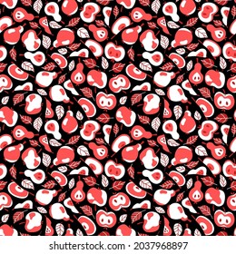 Red apples and pears vibrant seamless pattern vector