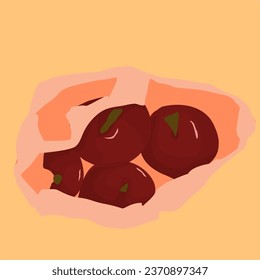 Red Apples in a Plastic Bag Vector Illustration