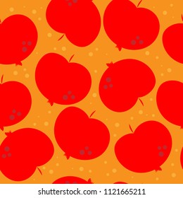 red apples repeating vector pattern on a honey background for rosh hashana holiday