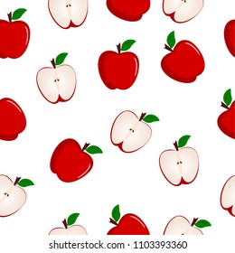 Red apples seamless pattern illustration vector