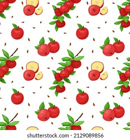 Red apples seamless pattern vector 