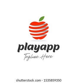 Red Apples Truncated Cut Logo Design