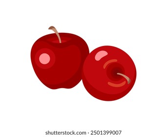 Red apples. Vector cartoon flat illustration. Fresh fruits icon. 