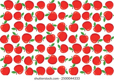 Red Apples Vector Seamless Pattern. Vector Design for Print, Wrapping Paper, Packaging, Fabric, Textile, Fruit Shops