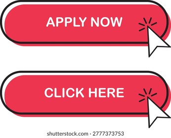 Red apply now button with checkmark icon on white background vector illustration