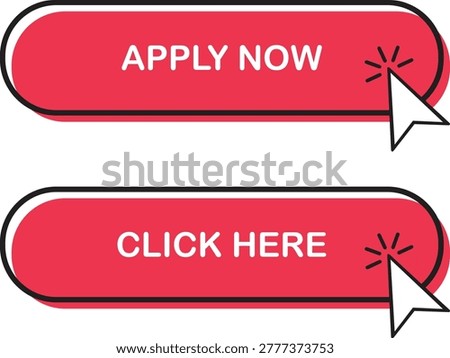 Red apply now button with checkmark icon on white background vector illustration