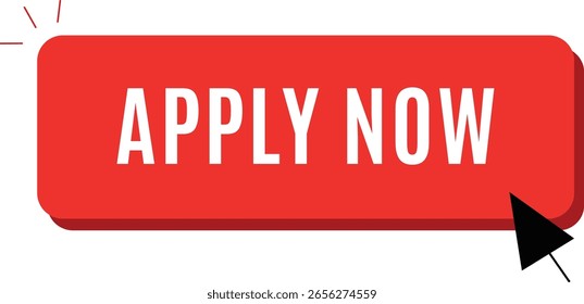 A red apply now button with a cursor clicking it, suggesting an online form submission or website interaction.