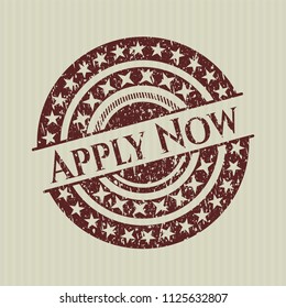 Red Apply Now rubber grunge seal