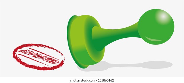 Red approved stamp, vector illustration
